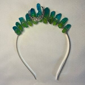 NIP! Genuine Dyed Quartz Crystal Crowns with Silver Tone Findings & Moon!